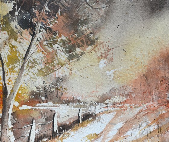 Autumnal path  watercolour