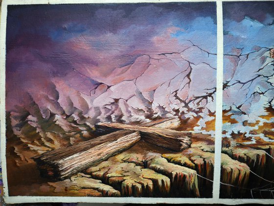 “The Exodus”Triptych on Wood