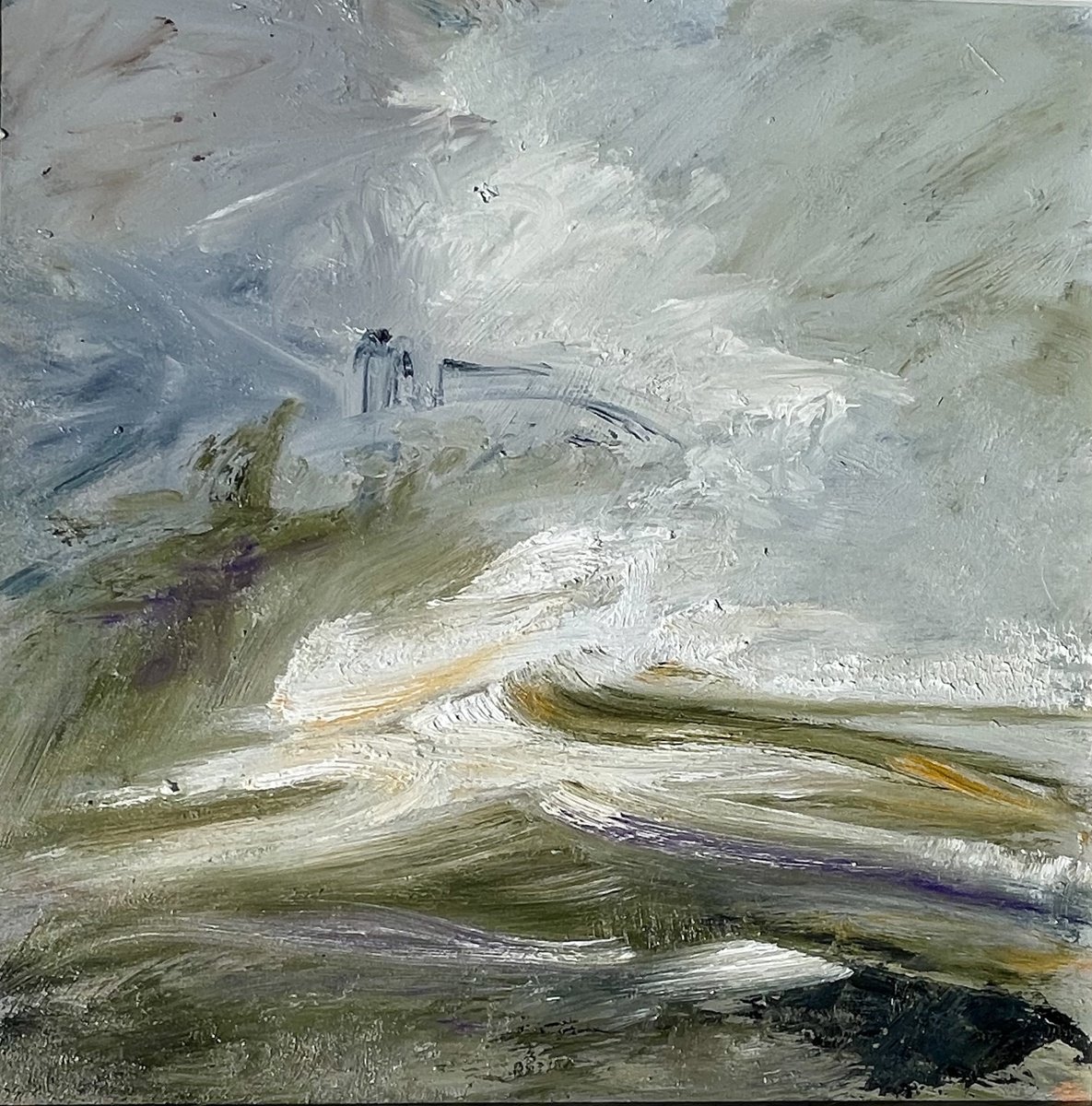 Expressive Landscape Oil Painting By Sherry Edmondson, 18 X 18", Ebb And Flow, Original Artwork