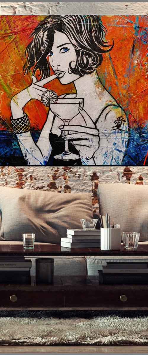 Lime Cocktail 200cm x 120cm Huge Texture Urban Pop Art by Franko
