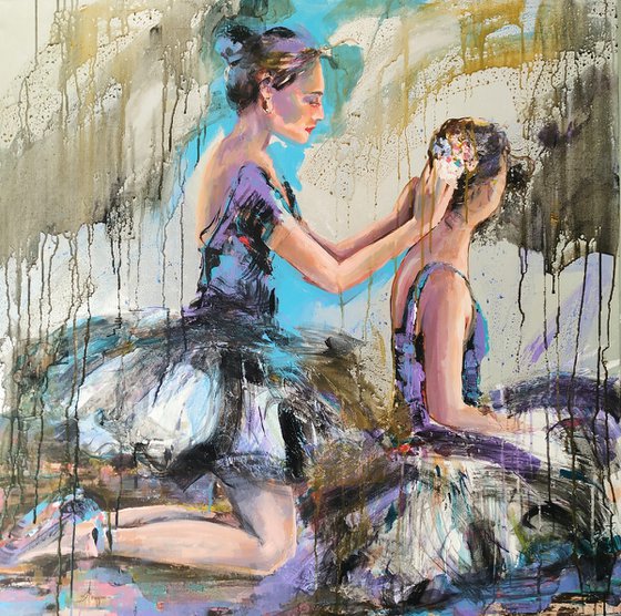 Grace of Preparation  -Original Ballerina painting-Ballet painting