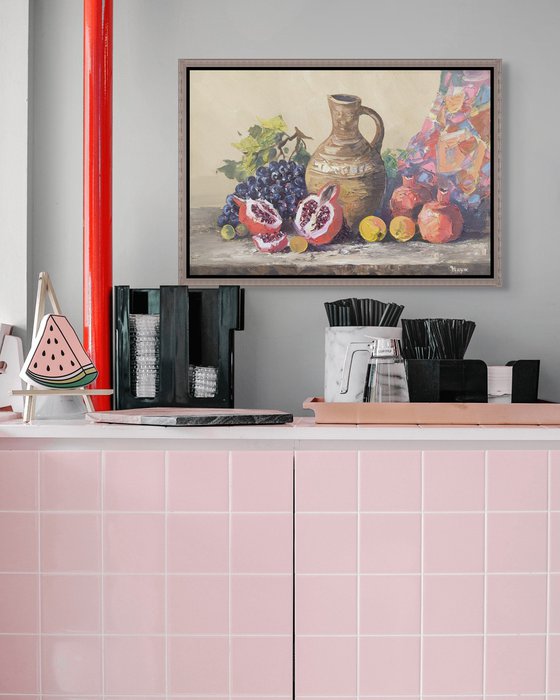 Clay Jug and Autumn Fruits