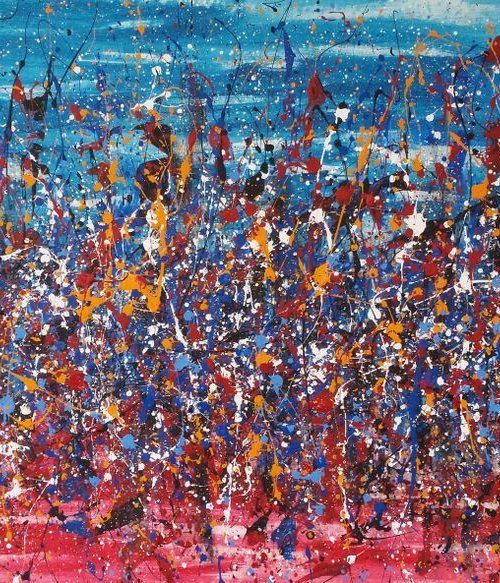 ABSTRACT JACKSON POLLOCK style ACRYLIC PAINTING ON CANVAS BY M. Y. by Max Yaskin