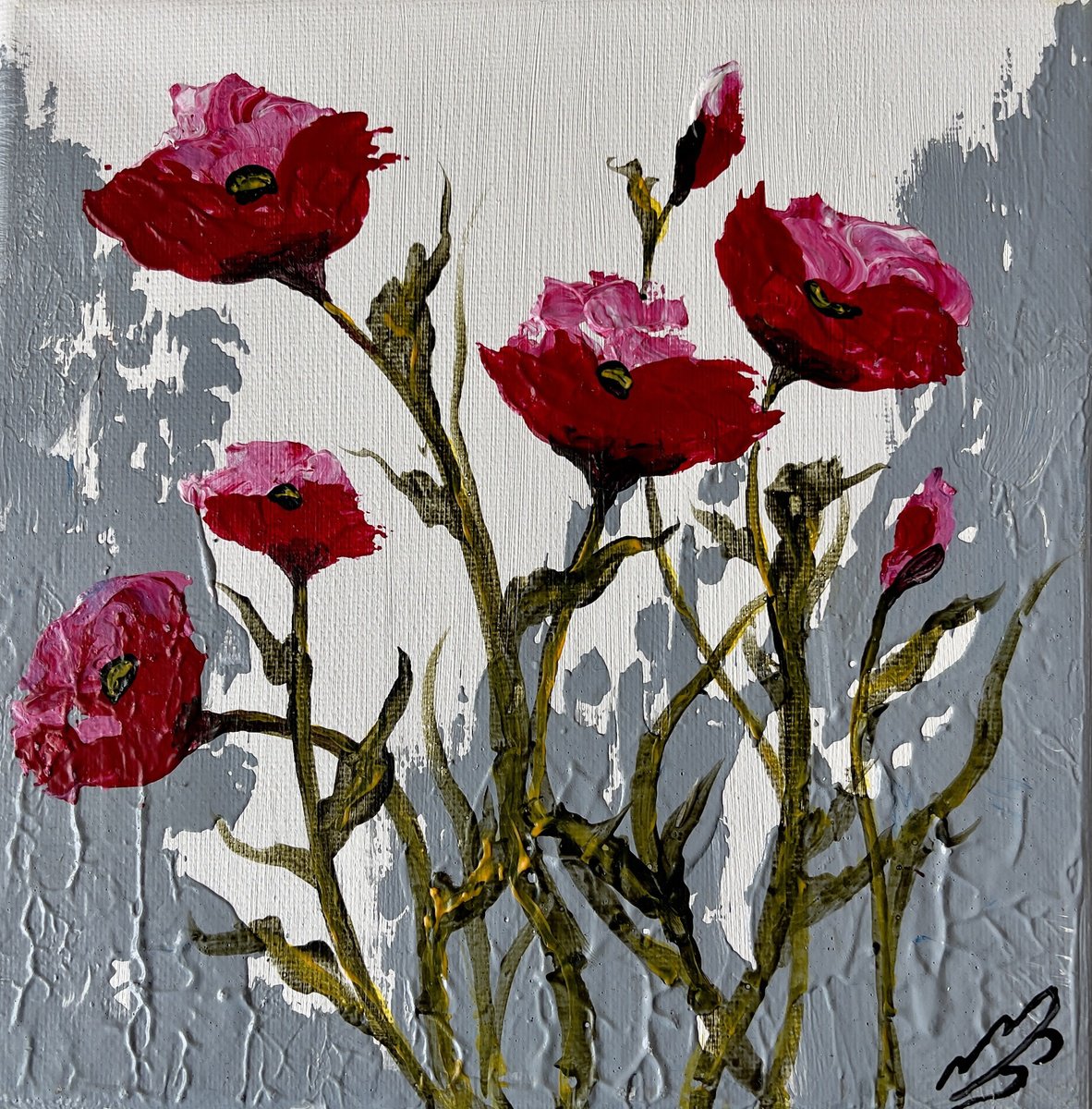 Poppies onan Abstract Background by Marja Brown