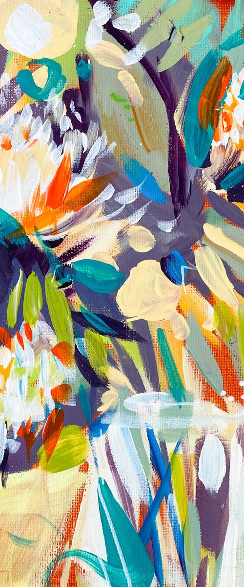 Flowers In A Glass Vase by Irina Rumyantseva