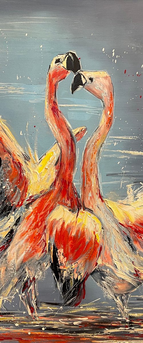 Dance of Pink Flamingoes by Diana Malivani