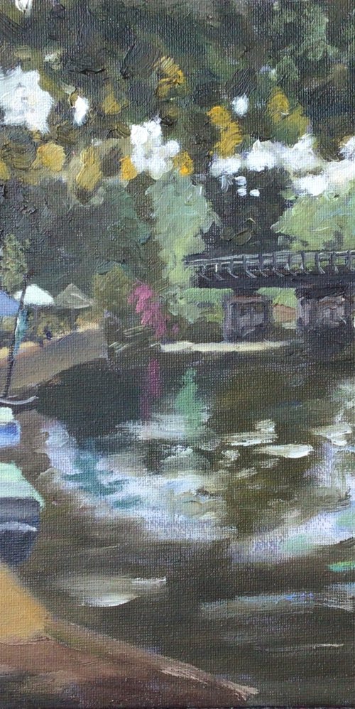 Riverside near Norwich. An oil painting by Julian Lovegrove Art