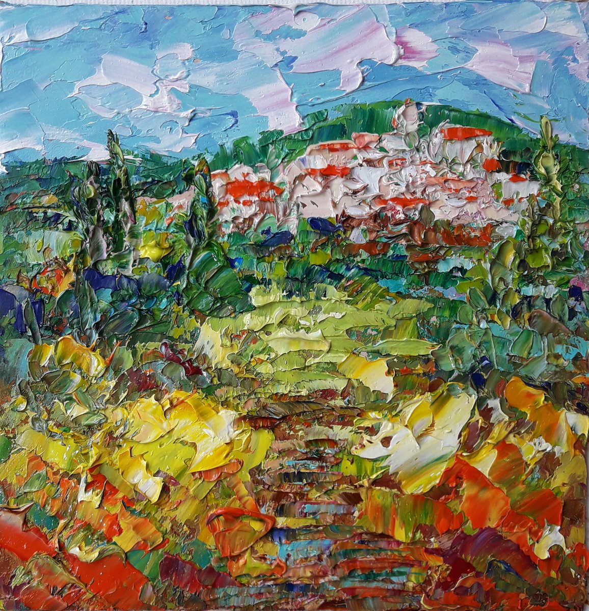 Landscapes painting Art Tuscany, Painting Italy, Impasto artwork, Original Art, Landscape... by Kseniya Kovalenko