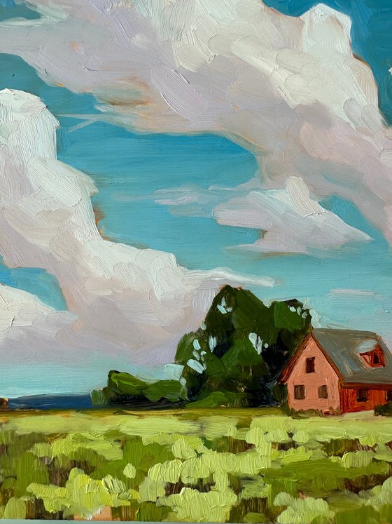 Red house  landscape