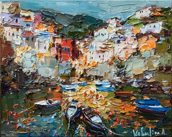 Riomaggiore, Cinque terre - Italian Landscape painting