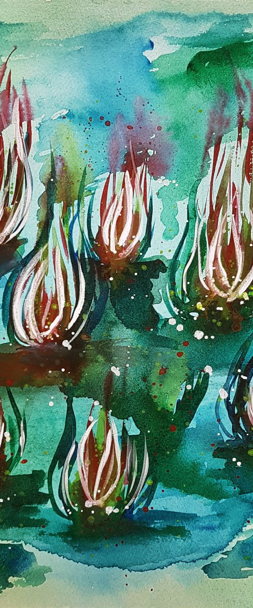 "Flower magic" Floral Painting. Abstract Flowers Painting. by Viktoriya Gorokhova