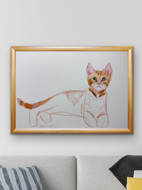 Ginger Cat Study 17x24 by Ryan  Louder