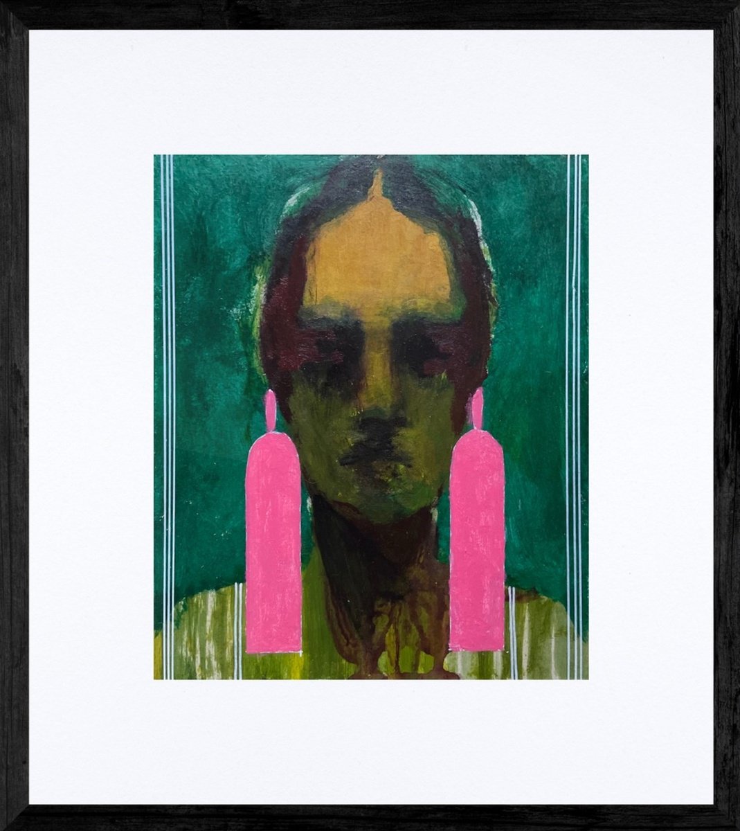 Abstract Portrait Painting By Gela Mikava, 14 X 16, The Bijouterie Series, Original Artwork