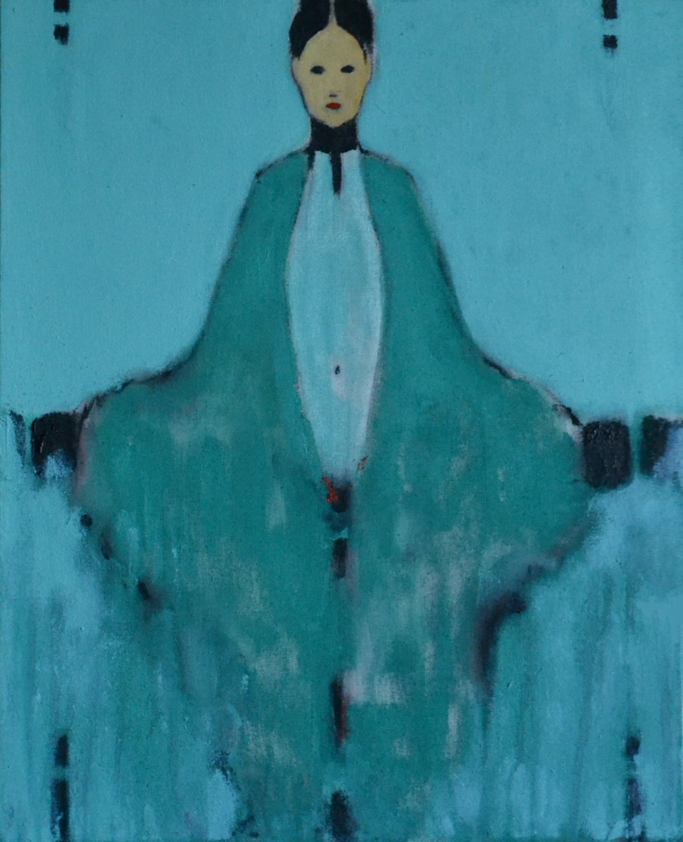 Abstract Portrait Painting By Gela Mikava, 16 X 20, The Alienation, Original Artwork