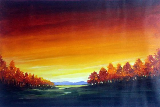 Autumn Sunset - Acrylic on Canvas Painting