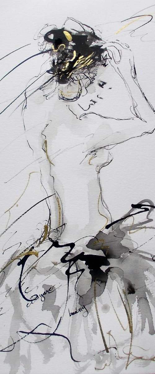 Figurative  Drawing  On Paper-Woman Series Ink Drawings by Antigoni Tziora
