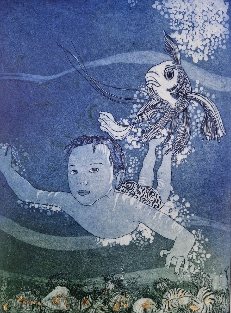 Illustrative Portrait Etchings & Engravings By Jane Daniell, 9 X 13, Inner Depths, Original Artwork