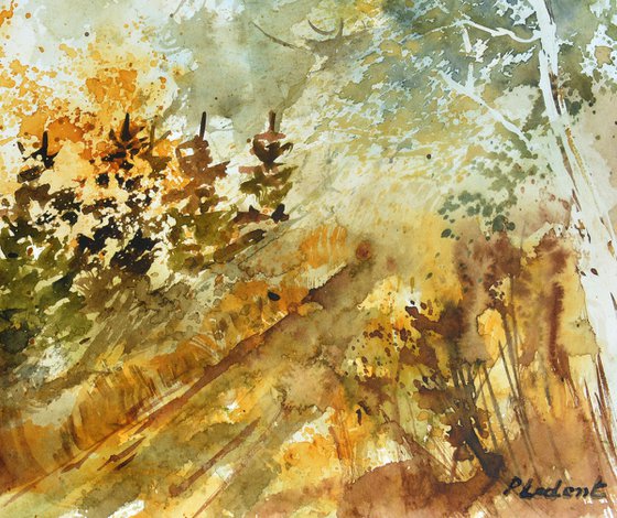 Autumnal path -watercolor