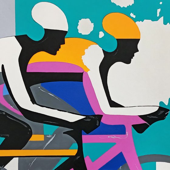 Bright Abstract Cyclists