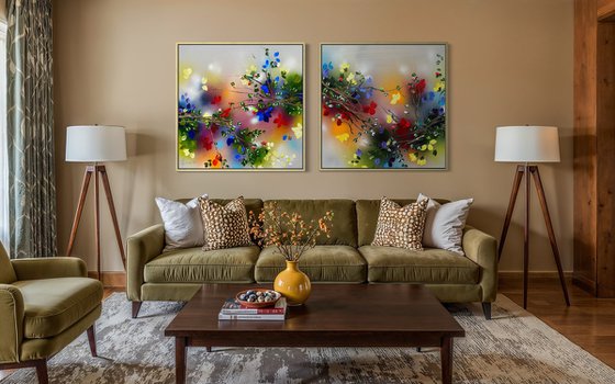 Between Light and Bloom - Diptych