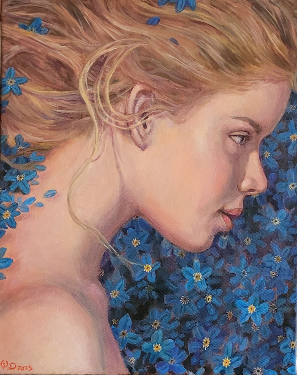 Photorealistic Portrait Oil Painting By Qi Debrah, 16 X 20", Wind, Original Artwork