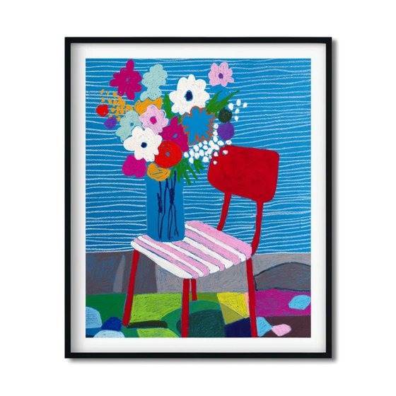 Flowers Dreaming on a Red Chair