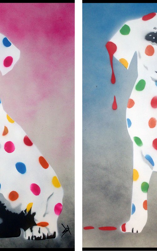 His & her Damien's dotty, spotty, puppy dawgs (on plain paper)+ free poem. by Juan Sly