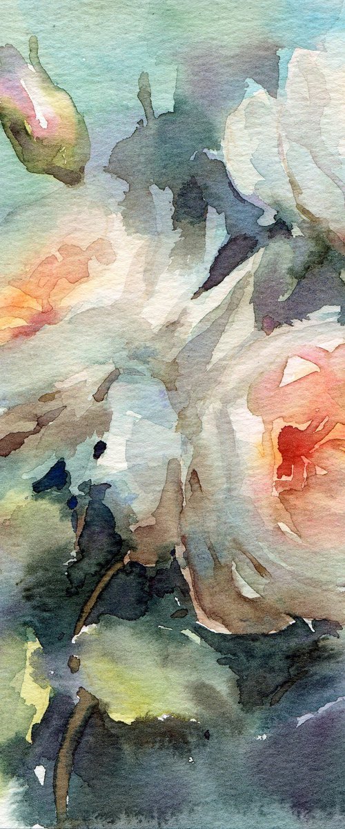 Summer beauty / Small roses in watercolor by Yulia Evsyukova