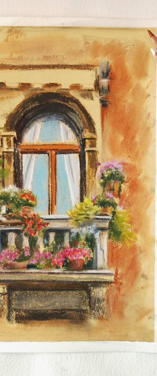 Balcony with flowers by Olga Tchefranov (Shefranov)