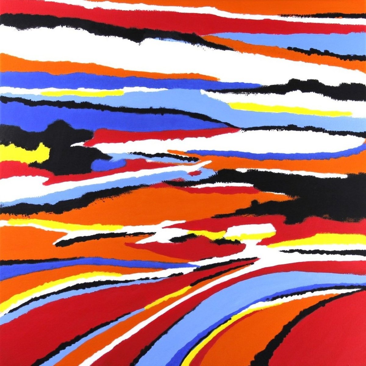 Abstract Acrylic Painting By Alessandro Butera, 20 X 20, August Inland, Original Artwork