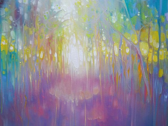 Chasing a Dream abstract woodland path painting