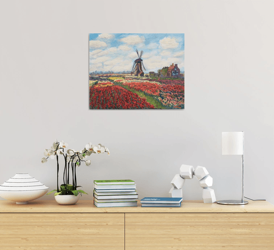 Tulip fields with a windmill