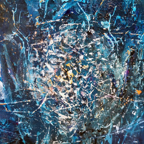 Large XXL enigmatic metaphysical blue abstract angel composition by master KLOSKA