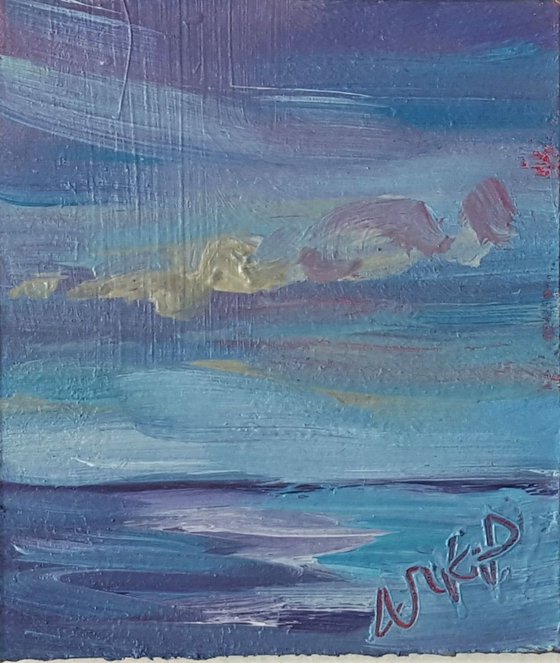 Blue seas and Blue skies -  2 mini semi abstract paintings for one!