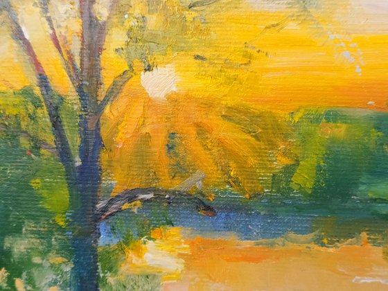 Sunset over the river