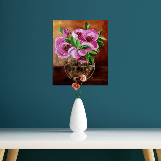 Bouquet of wild pink roses in a vase #3.