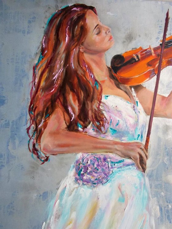 Solo-Original violinist painting