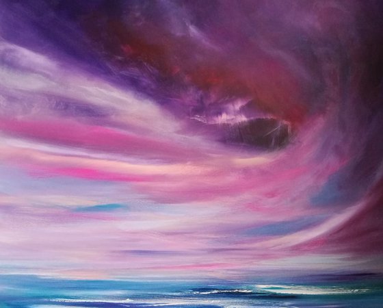 Seascape, Rhythms of the Soul - XL purple Modern Art Office Decor Home