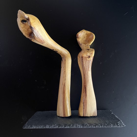 Pair of wooden spoon figures