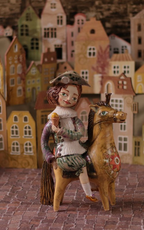 Vintage kid riding a pony by Elya Yalonetski