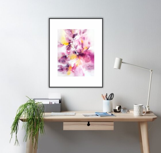 Purple abstract floral painting Amore mio