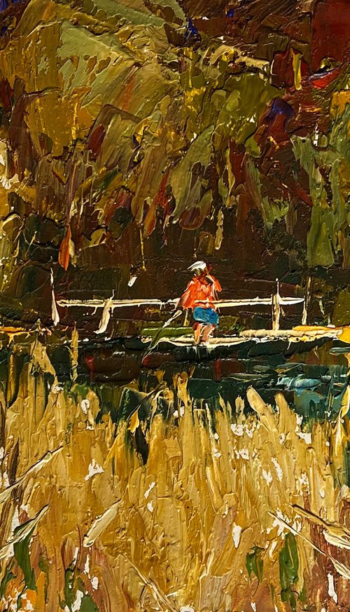 Field and a river nearby by Kalenyuk Alex