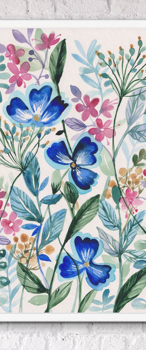 "Cute flowers meadow" by Alexandra Dobreikin