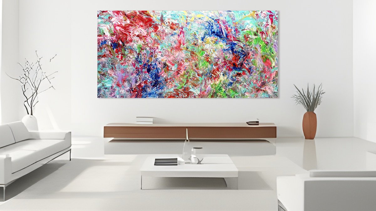 Organic Abstract Acrylic Painting By Estelle Asmodelle, 78 X 38, Unconditional Optimism, Original Artwork