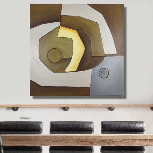 abstract-geometric painting 80x80 cm-large wall art-title-c814 by Sauro Bos