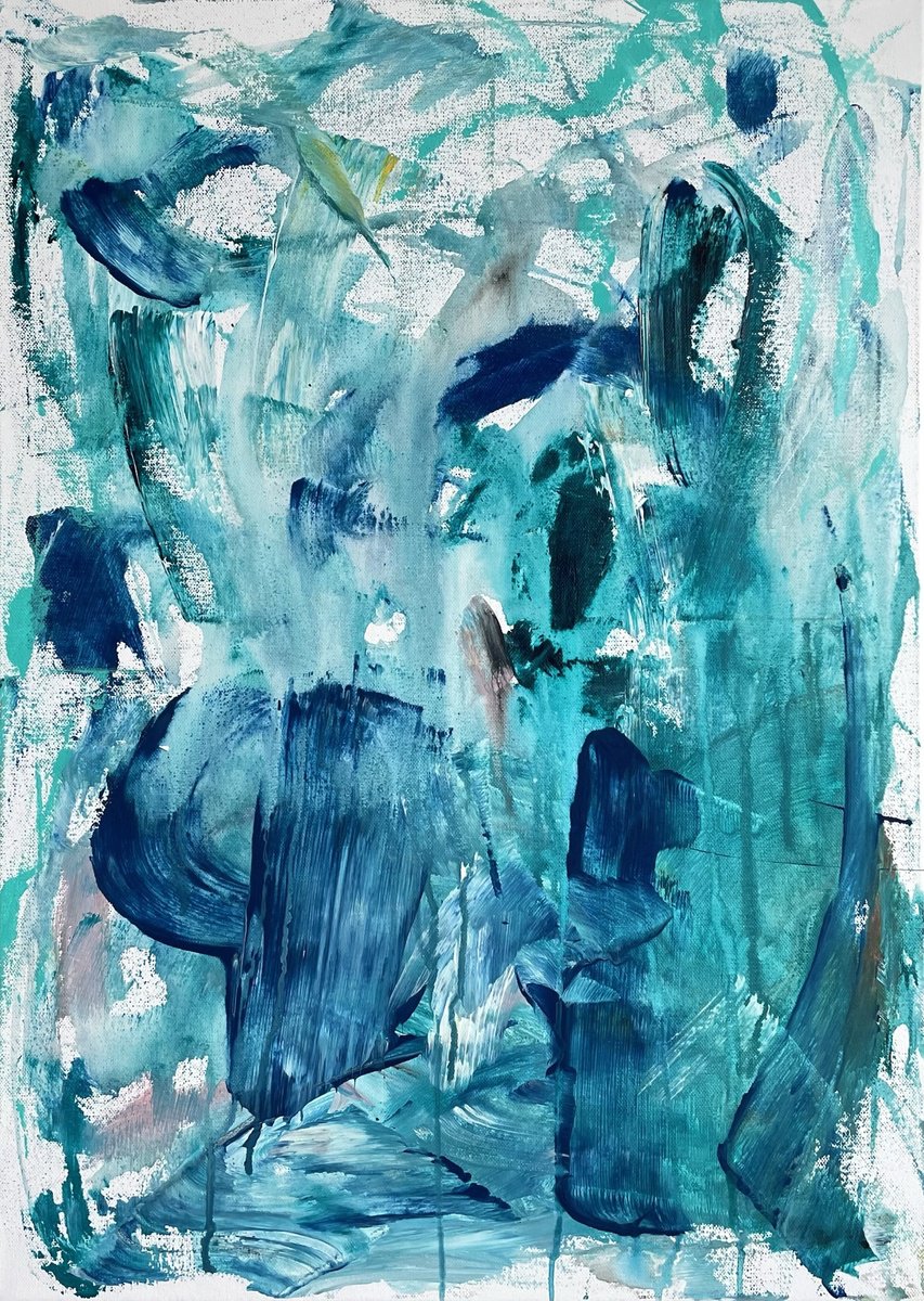 Expressive Abstract Acrylic Painting By Christel Haag, 20 X 28, Lizzy, Original Artwork