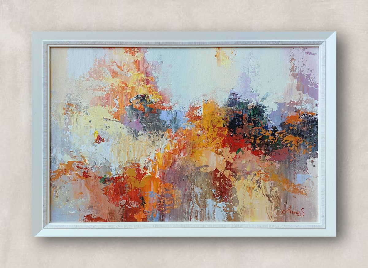 Organic Abstract Acrylic Painting By Anna Silabrama, 19 X 13, - ?Autumn Radiance - ?, Original Artwork
