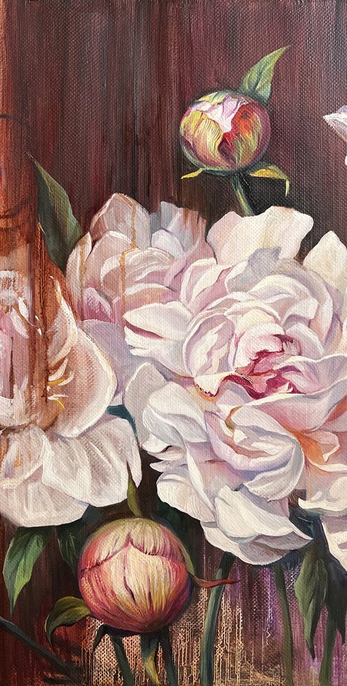 White peonies. Flowers art. by Natalia Veyner