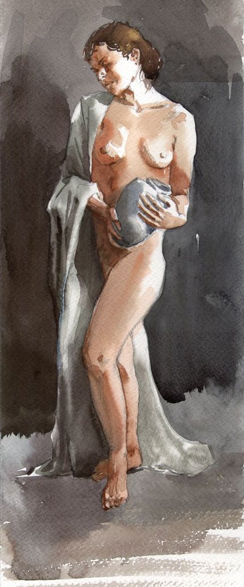 Nude with a jug by Milan Pluzarev