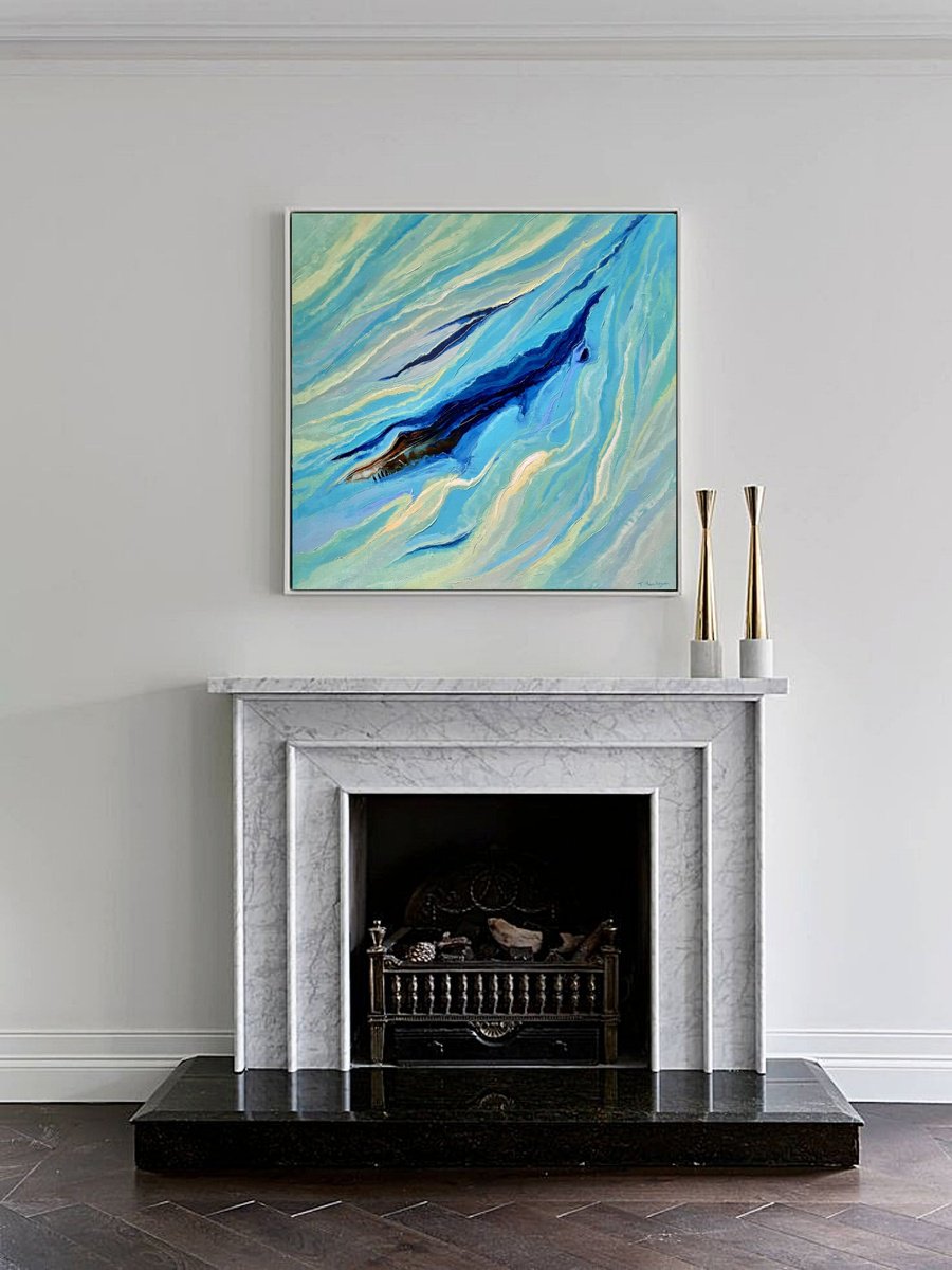 Abstract Oil Painting By Tigran Mamikonyan, 39 X 39", Untitled A2 100X100Cm, Original Artwork